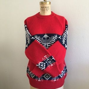 Vintage 80s Benetton Shetland Wool Snowflake Sweater